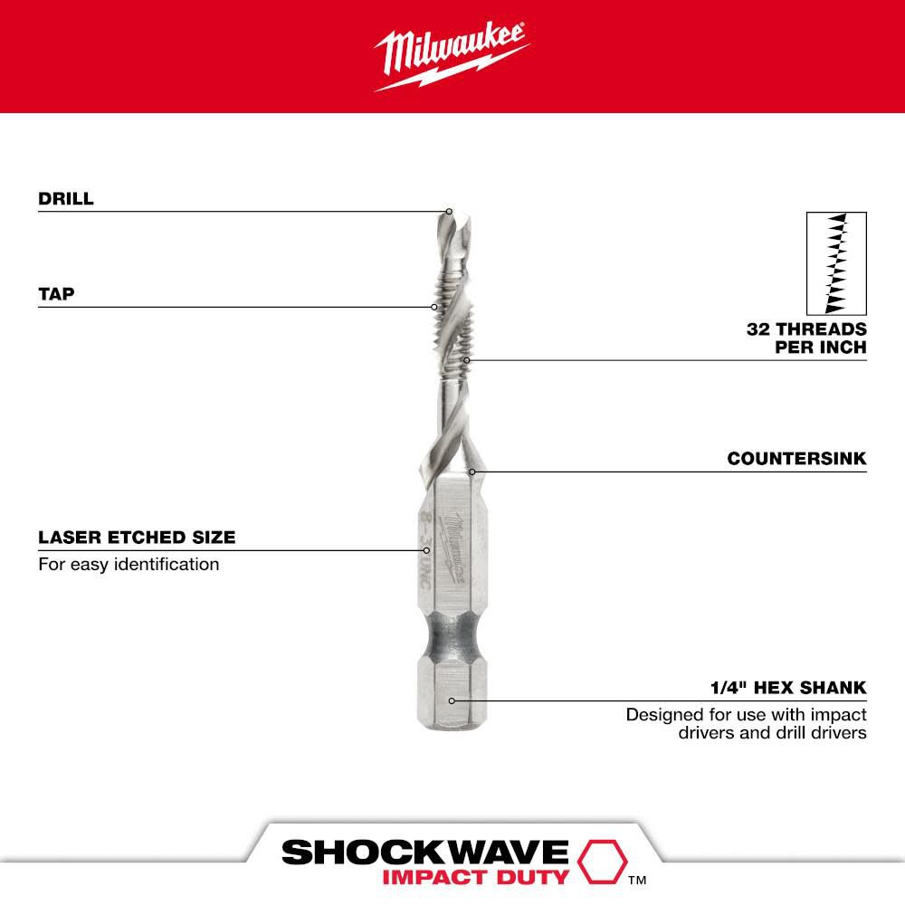 SHOCKWAVE 8-32 SAE Impact Drill Tap 48-89-4870