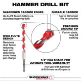 SHOCKWAVE Carbide Hammer Drill Bit 3/16inchx2inchx4inch 48-20-9005