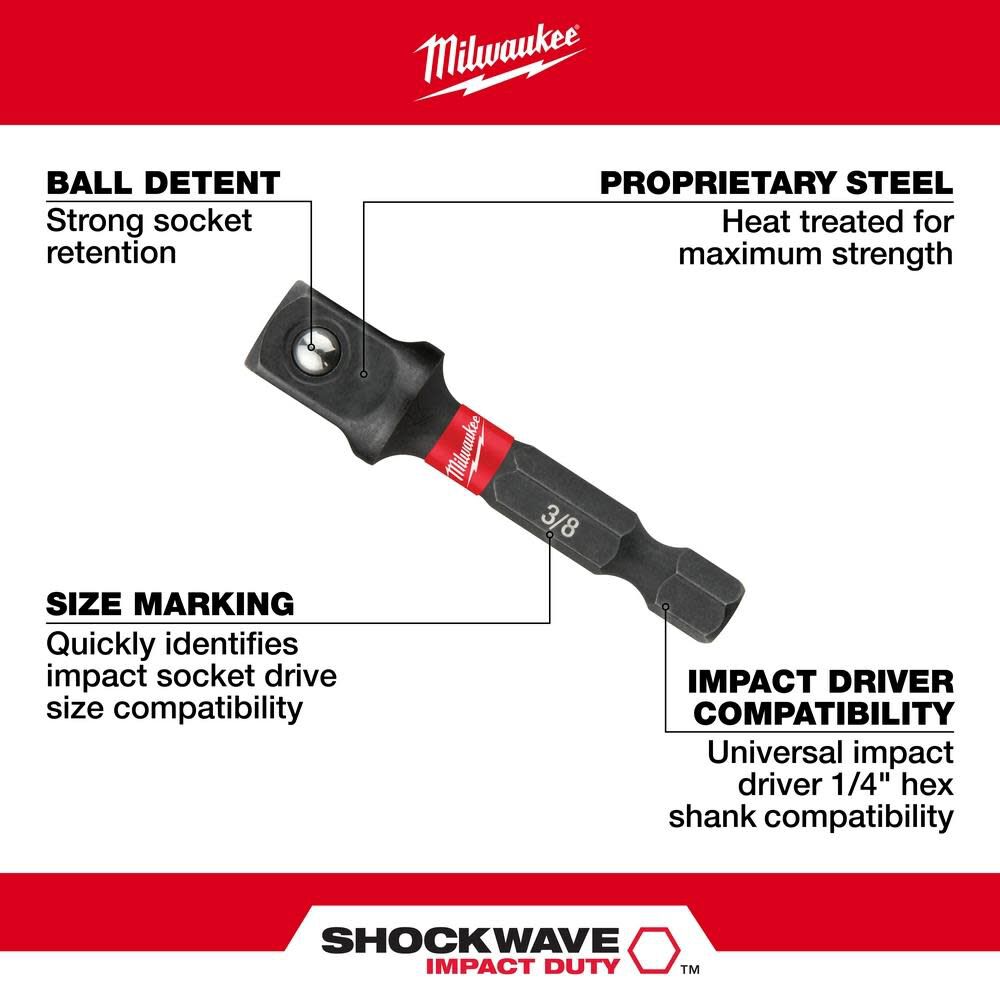 SHOCKWAVE Hex Shank Socket Adapter Set 48-32-5033