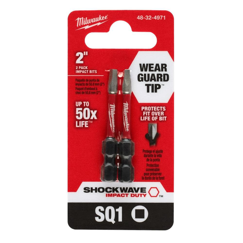 SHOCKWAVE Impact Bit 2inch SQ1 2pk 48-32-4971