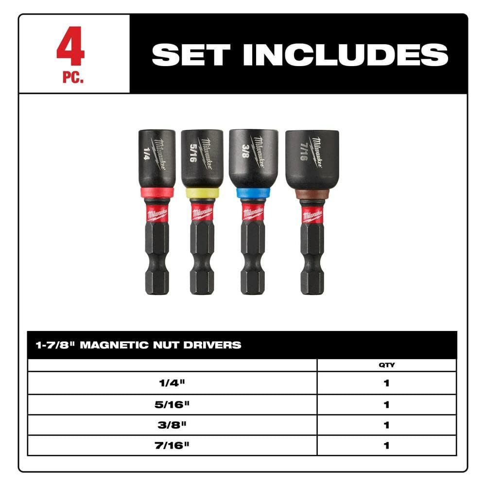 SHOCKWAVE Impact Duty 1-7/8inch Magnetic Nut Driver Set 4PC 49-66-4562