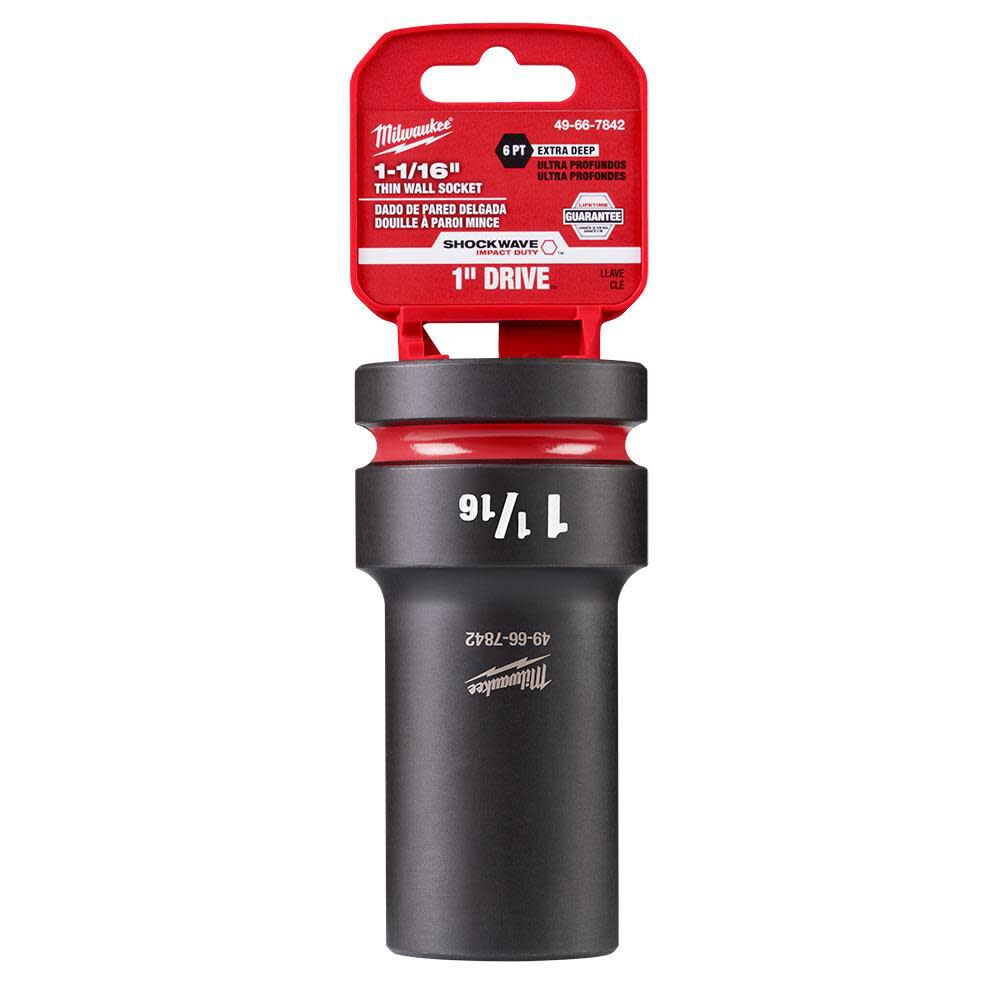 SHOCKWAVE Impact Duty 1 in Drive 1-1/16 in Thin Wall Extra Deep 6 Point Socket 49-66-7842