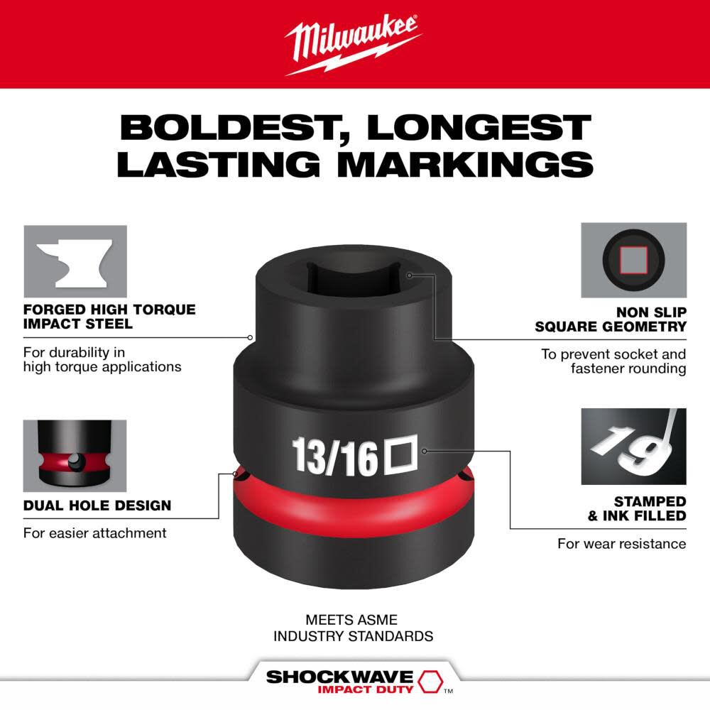 SHOCKWAVE Impact Duty 1 in Drive 13/16 in Standard 4 Point Square Socket 49-66-7841