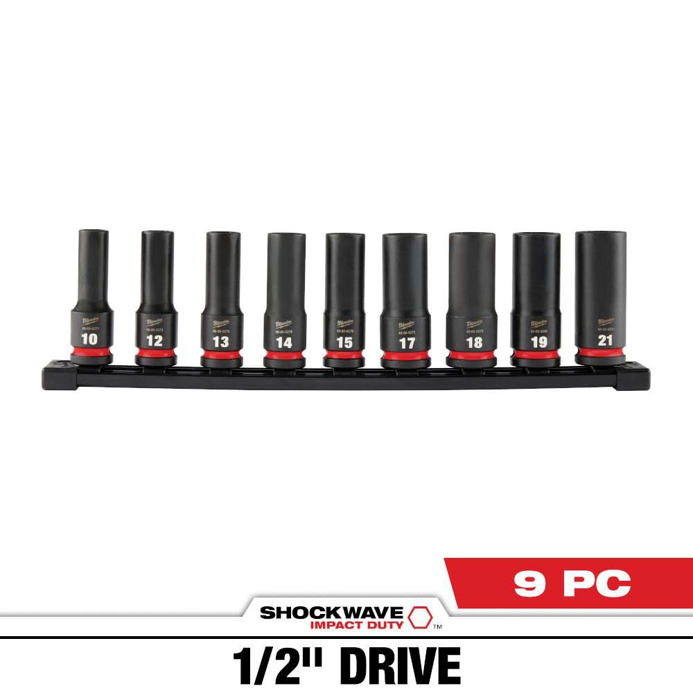 SHOCKWAVE Impact Duty 1/2in Drive Metric Deep 6 Point Socket Set 9pc 49-66-7032