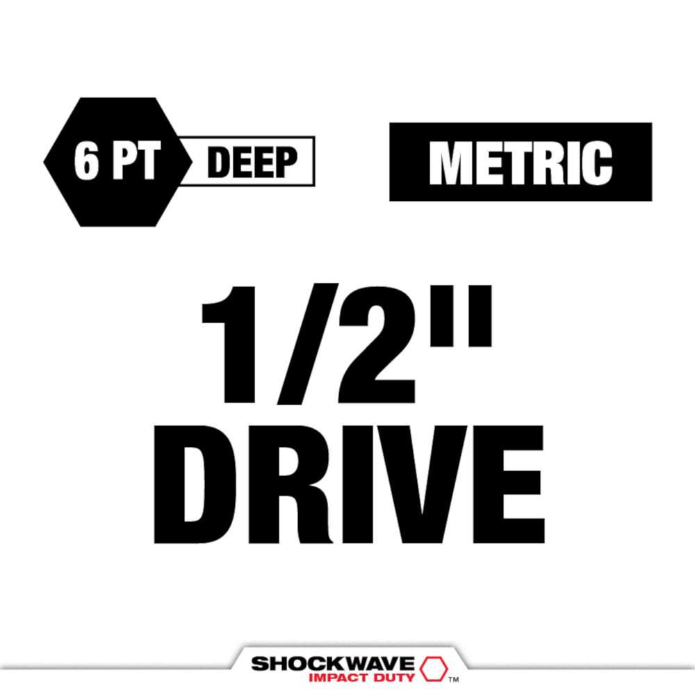 SHOCKWAVE Impact Duty 1/2in Drive Metric Deep 6 Point Socket Set 9pc 49-66-7032