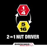 SHOCKWAVE Impact Duty 1/4 in and 5/16 in x 2-1/4 in QUIK-CLEAR 2-in-1 Magnetic Nut Driver 49-66-4542