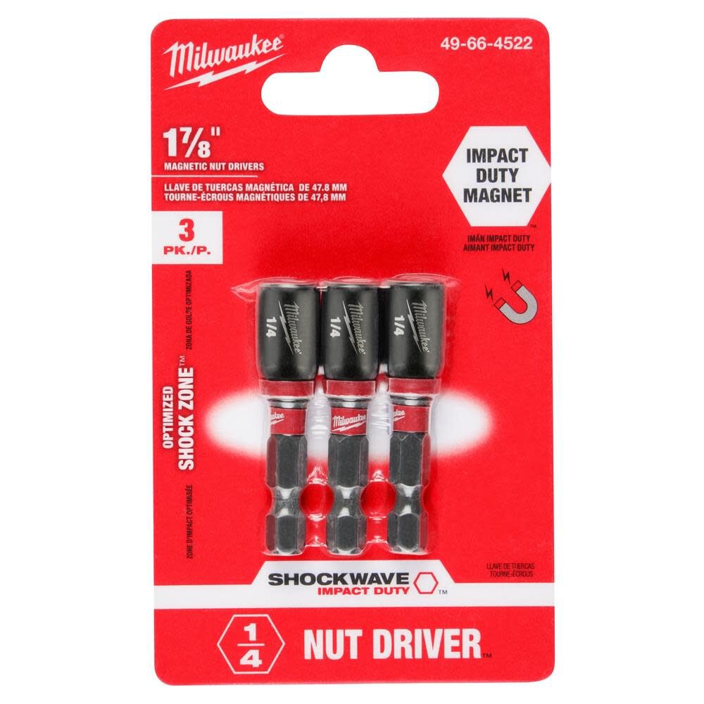 SHOCKWAVE Impact Duty 1/4 x 1-7/8 Magnetic Nut Driver 3PK 49-66-4522