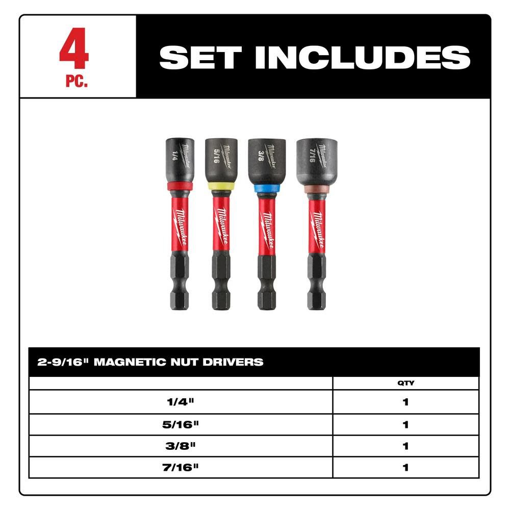 SHOCKWAVE Impact Duty 2 9/16 Magnetic Nut Driver Set 4pc 49-66-4566