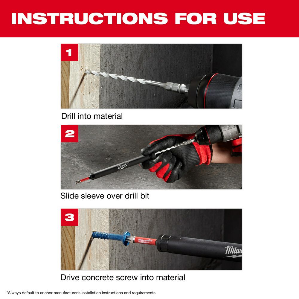 SHOCKWAVE Impact Duty Carbide Hammer Drill Bit Concrete Screw Install Kit 7pc 48-20-9097