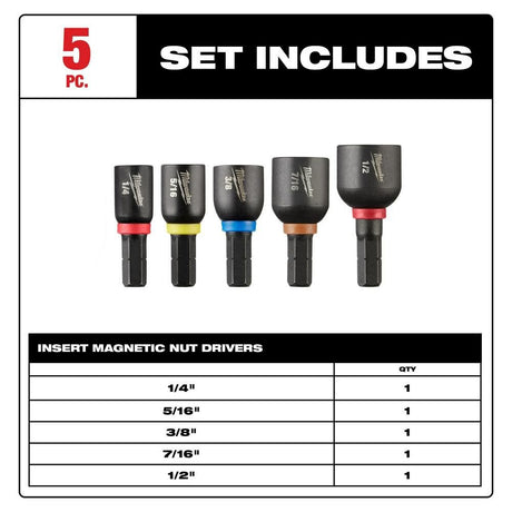 SHOCKWAVE Impact Duty Insert Magnetic Nut Driver Set 5PC 49-66-4563