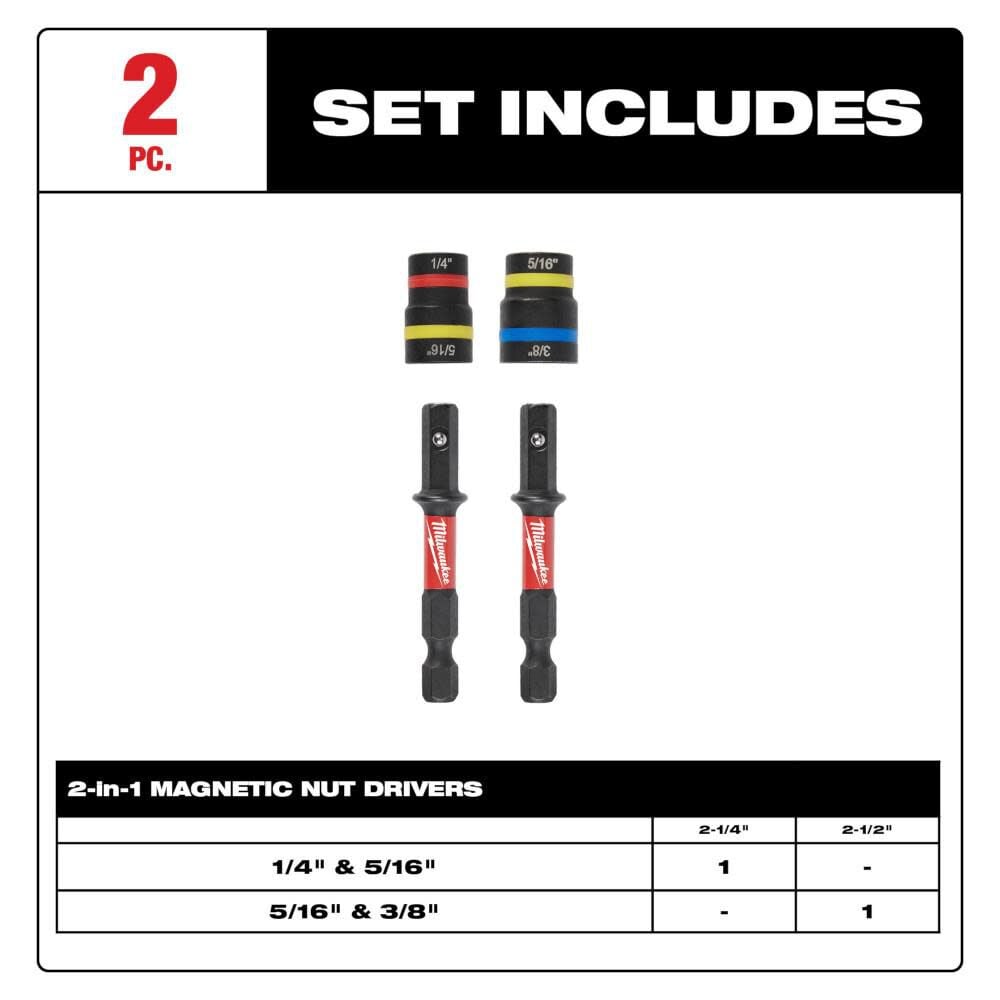 SHOCKWAVE Impact Duty QUIK-CLEAR 2-in-1 Magnetic Nut Driver Set 2 Piece 49-66-4565