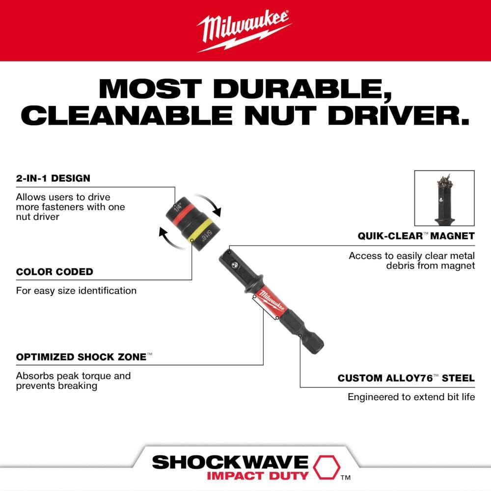 SHOCKWAVE Impact Duty QUIK-CLEAR 2-in-1 Magnetic Nut Driver Set 2 Piece 49-66-4565