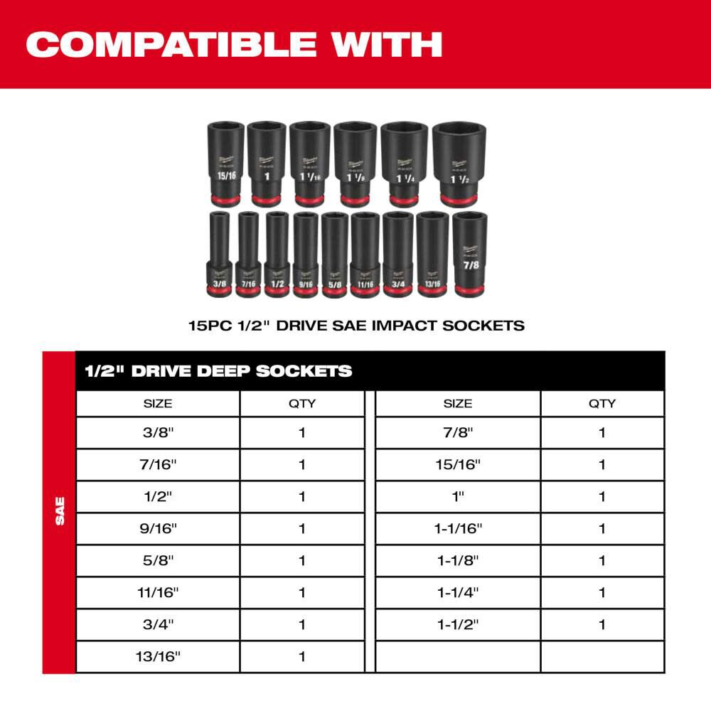 SHOCKWAVE Impact Duty Socket 1/2 Dr 15pc Tray Only 49-66-6832