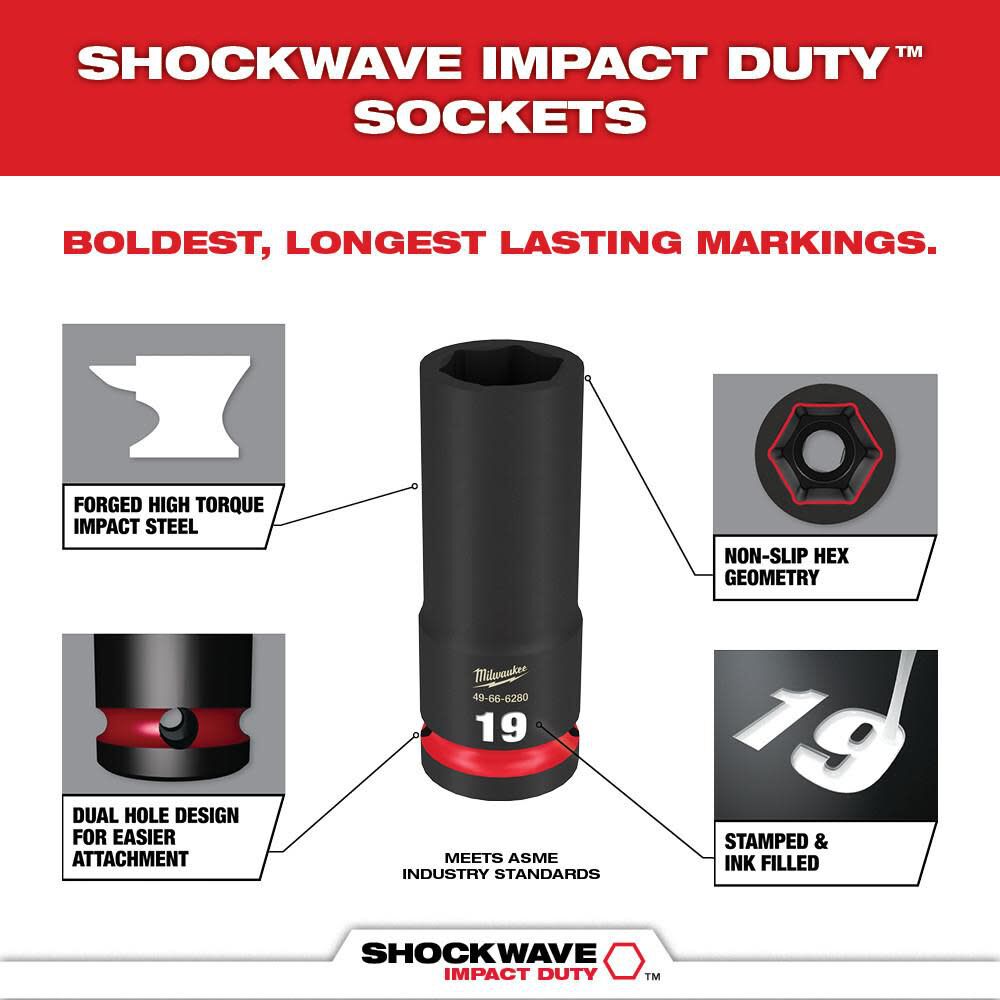 SHOCKWAVE Impact Duty Socket 1/2 Dr 16pc MM PACKOUT Set 49-66-6803