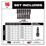 SHOCKWAVE Impact Duty Socket 1/2 Dr 16pc MM PACKOUT Set 49-66-6803