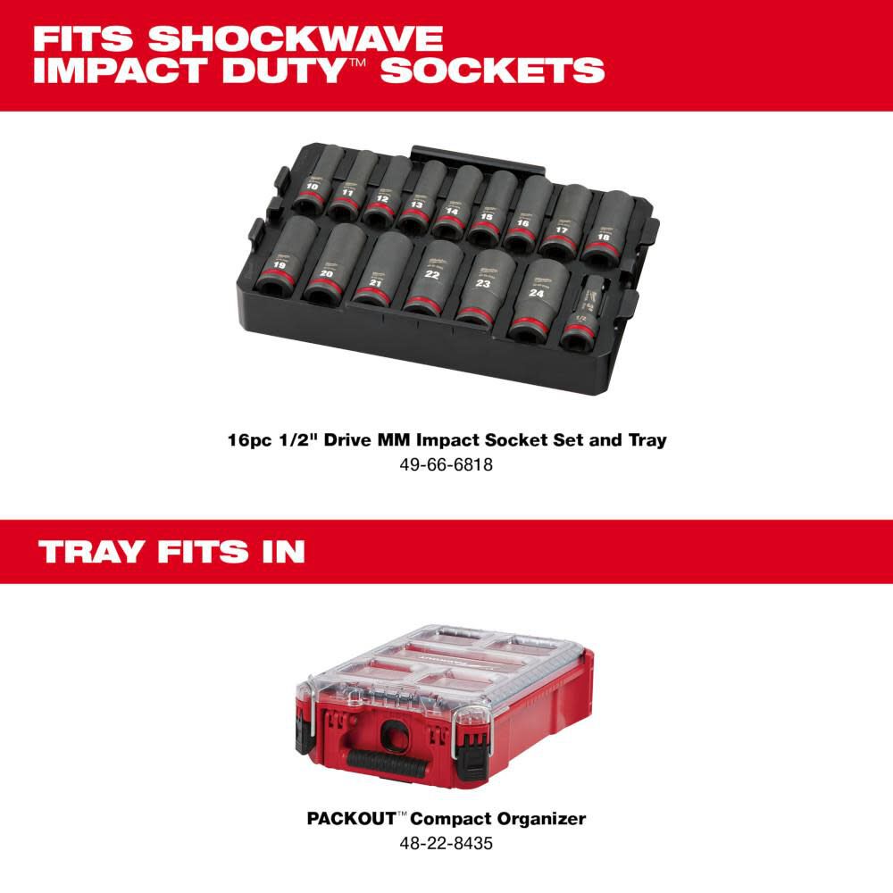 SHOCKWAVE Impact Duty Socket 1/2 Dr 16pc MM Tray Set 49-66-6818