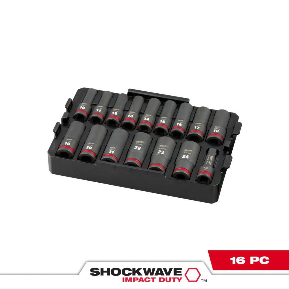 SHOCKWAVE Impact Duty Socket 1/2 Dr 16pc MM Tray Set 49-66-6818