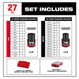 SHOCKWAVE Impact Duty Socket 1/2 Dr 27pc SAE/MM PACKOUT Set 49-66-6804