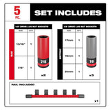 SHOCKWAVE Impact Duty Socket 1/2 Drive SAE & Metric 5PC Lug Nut Wheel Set 49-66-7831