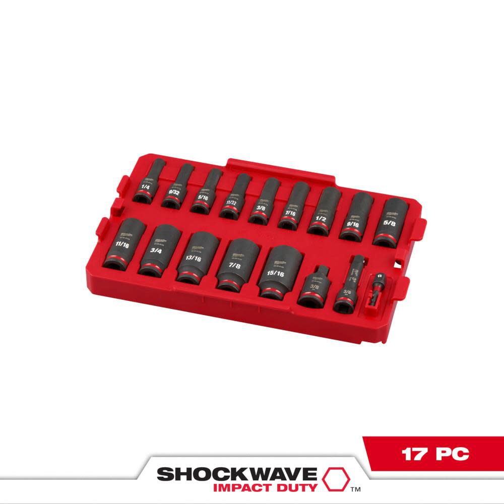 SHOCKWAVE Impact Duty Socket 3/8 Dr 17pc SAE Tray Set 49-66-6815