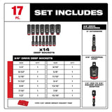 SHOCKWAVE Impact Duty Socket 3/8 Dr 17pc SAE Tray Set 49-66-6815