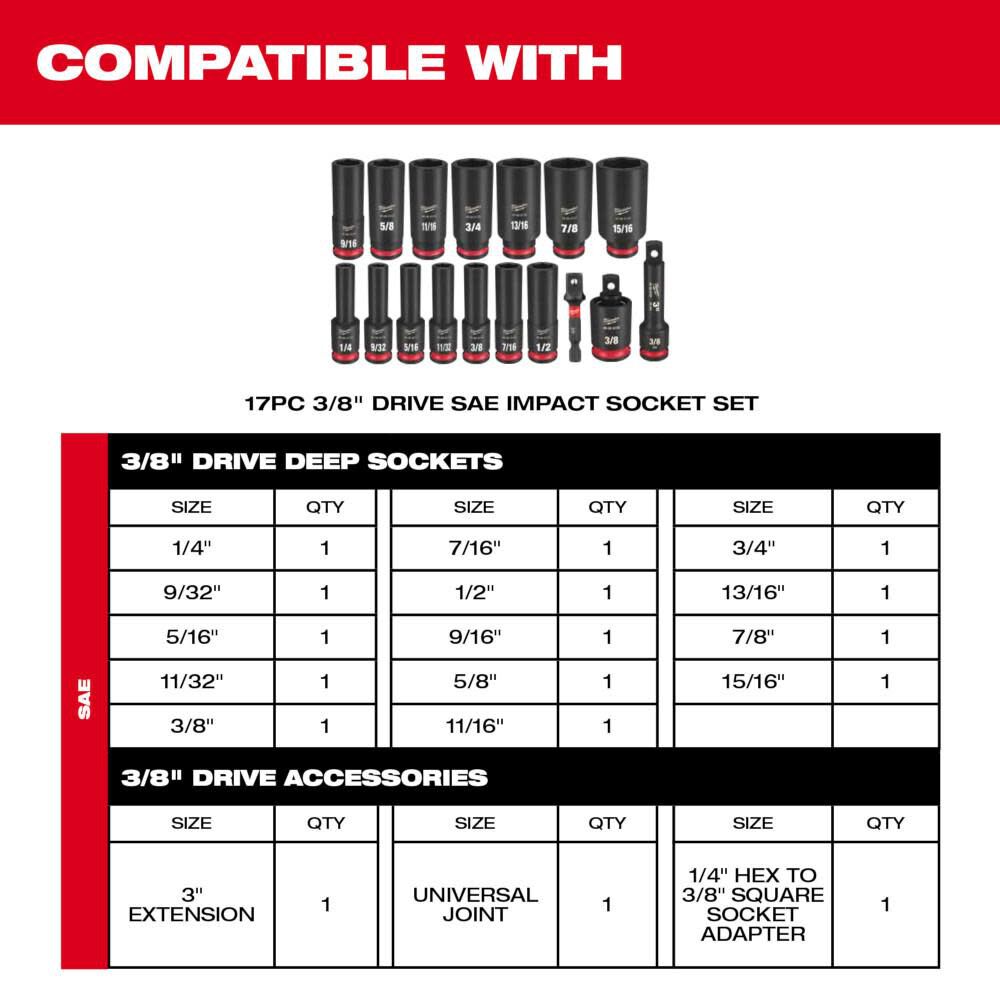 SHOCKWAVE Impact Duty Socket 3/8 Dr 17pc Tray Only 49-66-6830