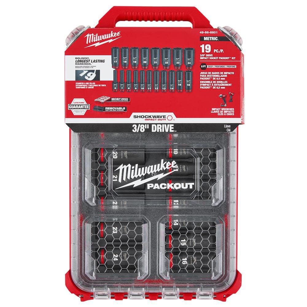 SHOCKWAVE Impact Duty Socket 3/8 Dr 19pc MM PACKOUT Set 49-66-6801