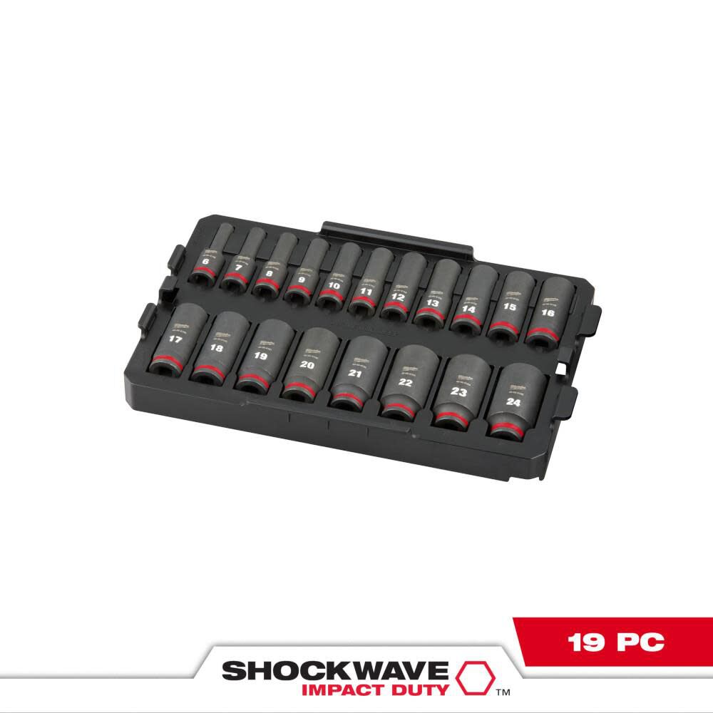 SHOCKWAVE Impact Duty Socket 3/8 Dr 19pc MM Tray Set 49-66-6816