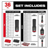 SHOCKWAVE Impact Duty Socket 3/8 Dr 36pc SAE/MM PACKOUT Set 49-66-6805