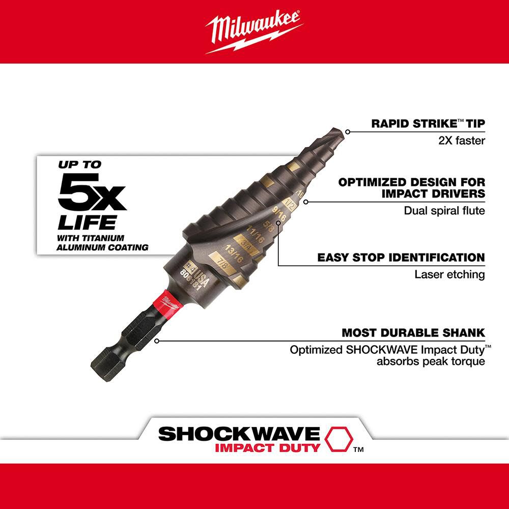 SHOCKWAVE Impact Duty Step Bit 3pc Set (#1 #2 #4) 48-89-9254