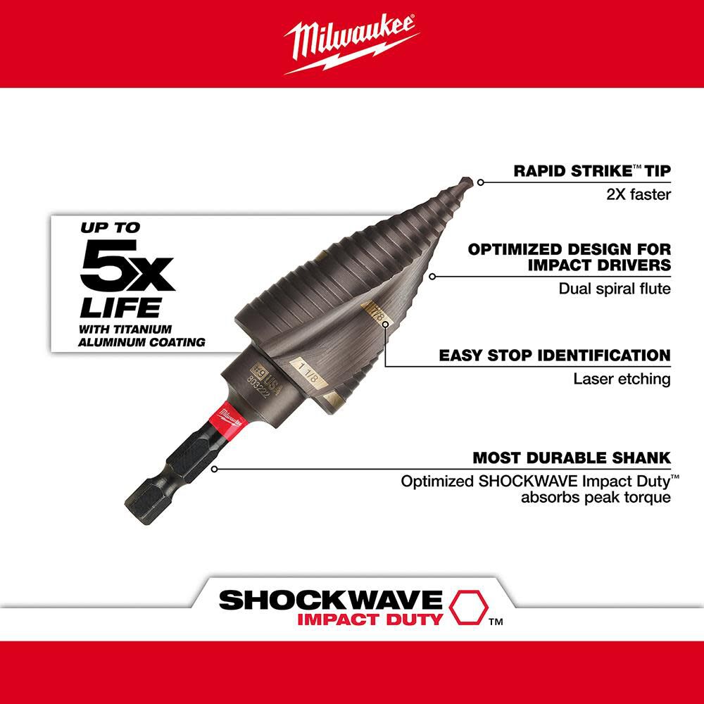 SHOCKWAVE Impact Duty Step Bit #9 7/8 in. &1-1/8 in. 48-89-9249