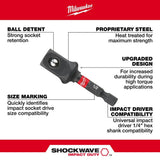 SHOCKWAVE Square Socket Adapter 1/4in Hex to 1/2in 48-32-5034