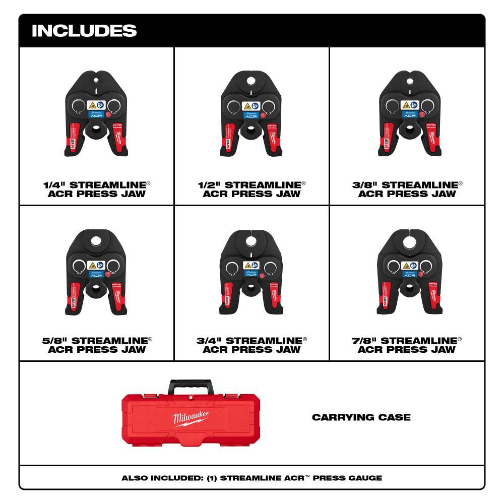 Streamline ACR Press Jaw Kit for M18 FORCE LOGIC Press Tools 1/4inch - 7/8inch 49-16-2661M