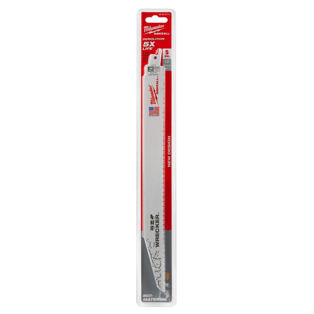 The Wrecker Multi-Material SAWZALL Blade 12 In. 7/11TPI 5 pk 48-00-5711