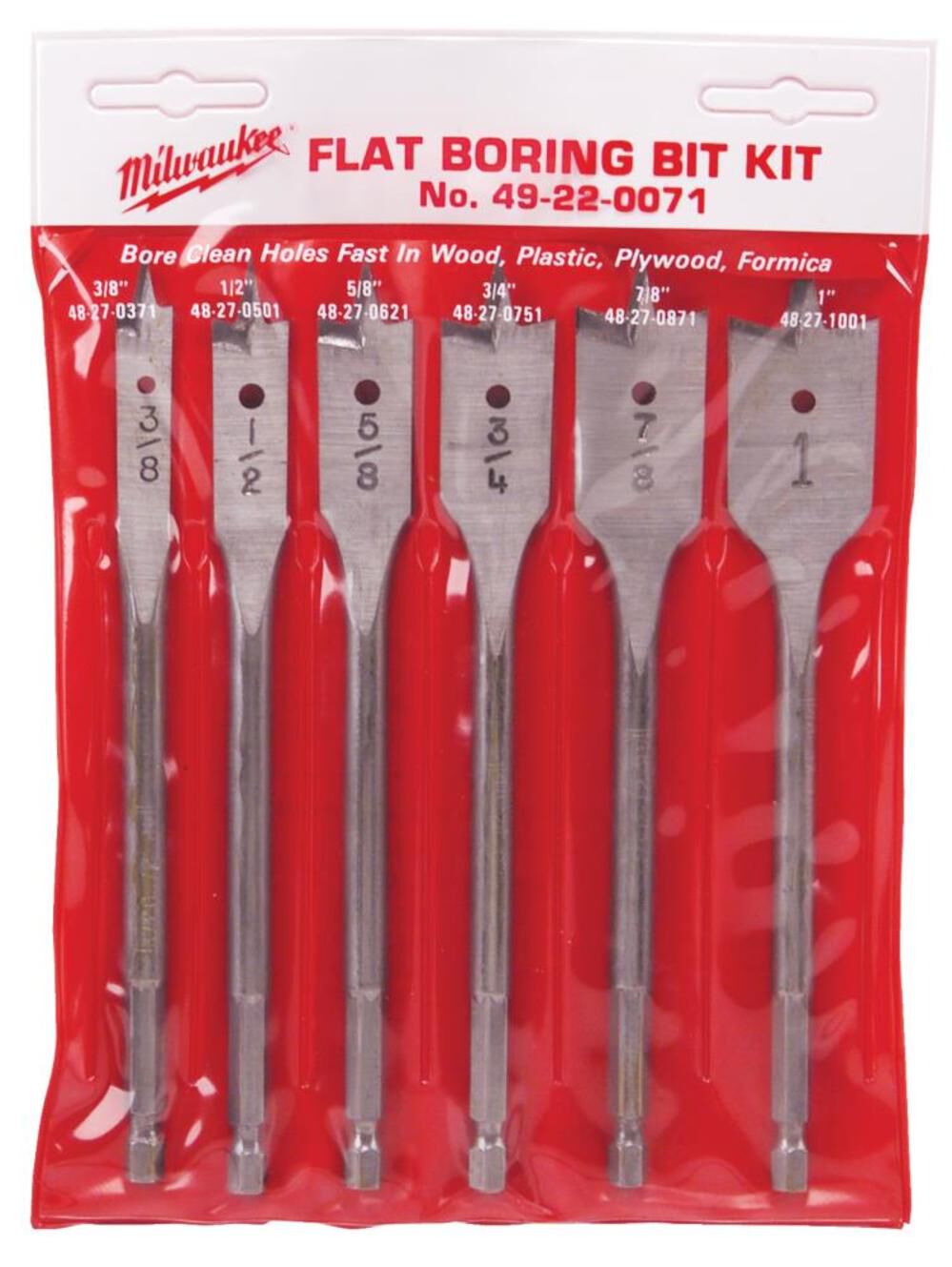 Universal Flat Boring Bit Kit 6pc 49-22-0071