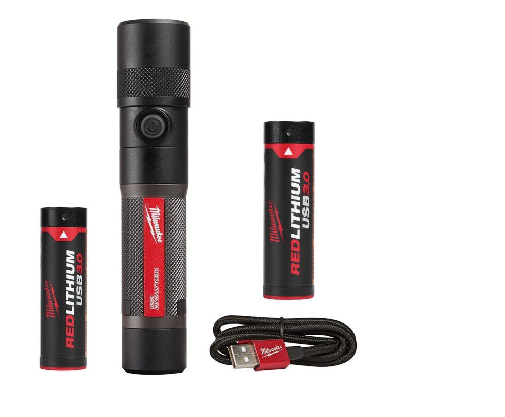 USB Rechargeable Twist Focus Flashlight Kit Bundle 2161-21-48-11-2131