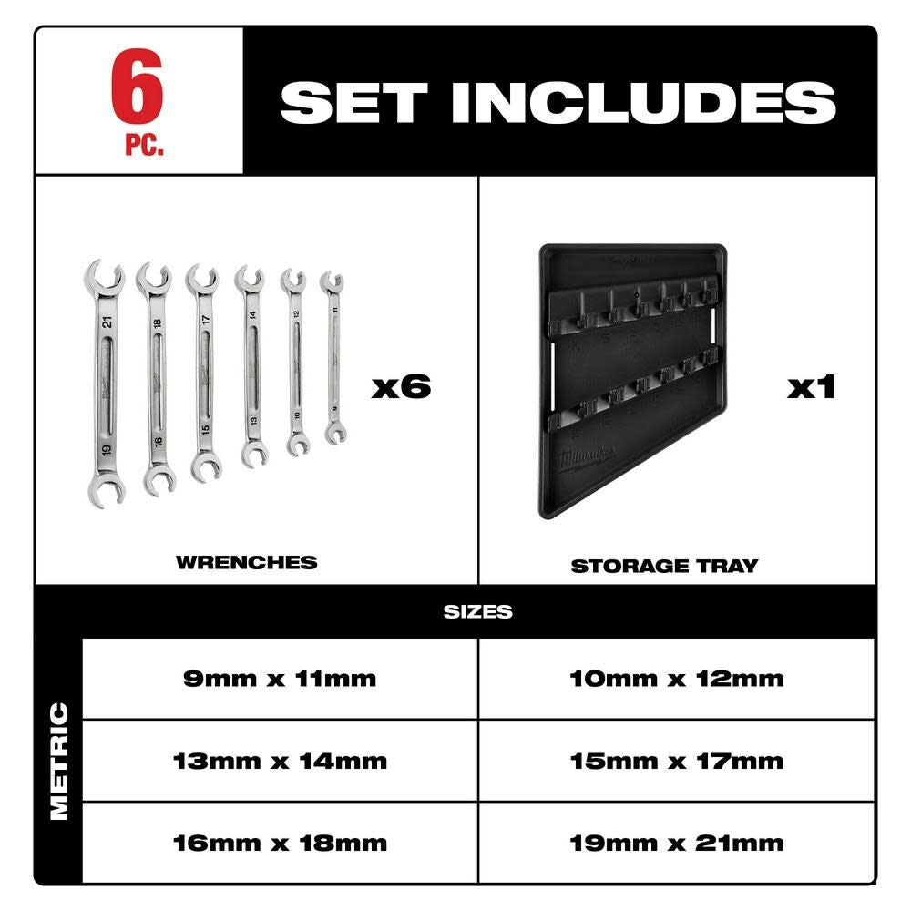 Wrench Set Double End Flare Nut Metric 6pc 48-22-9471