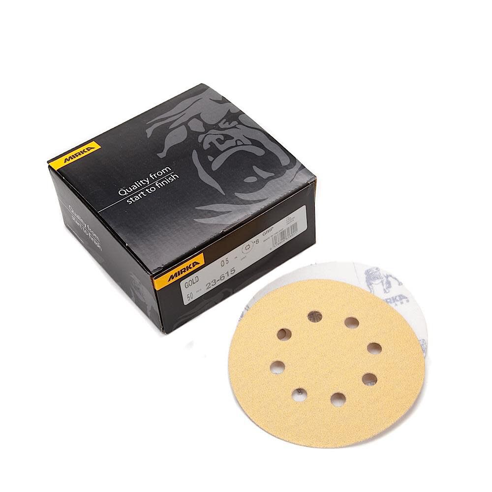 Gold 5 In. 8 Hole Grip Vacuum Disc P80 23-615-080