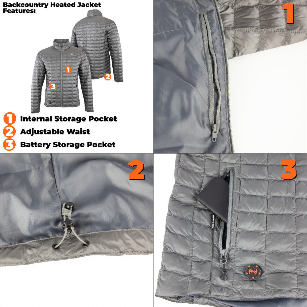 Warming Backcountry Heated Jacket Men's 7.4 Volt Slate 3X MWMJ04320720