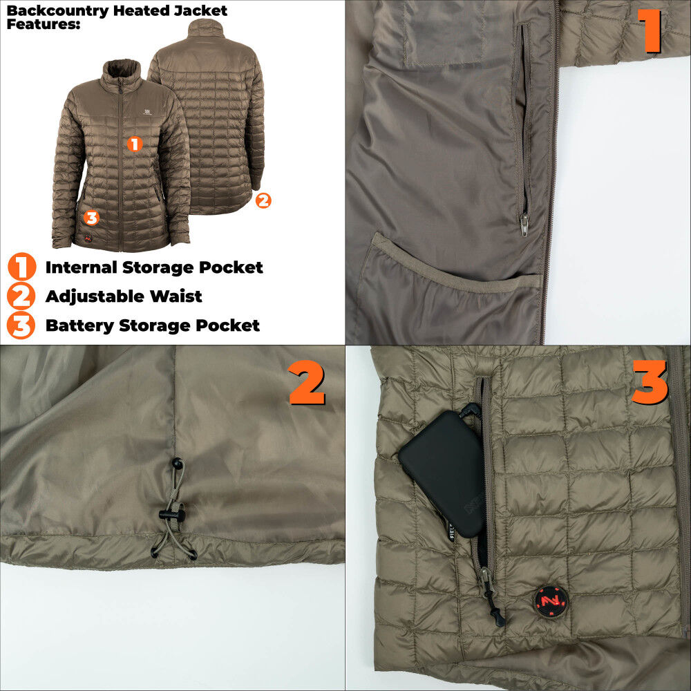 Warming Backcountry Jacket Womens 7.4V Morel Extra Small MWWJ04340121