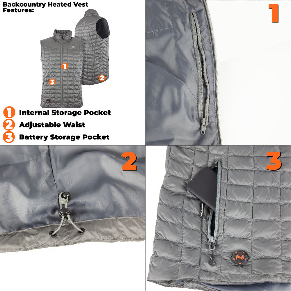 Warming Backcountry Vest Mens 7.4V Slate 3X MWMV04320720