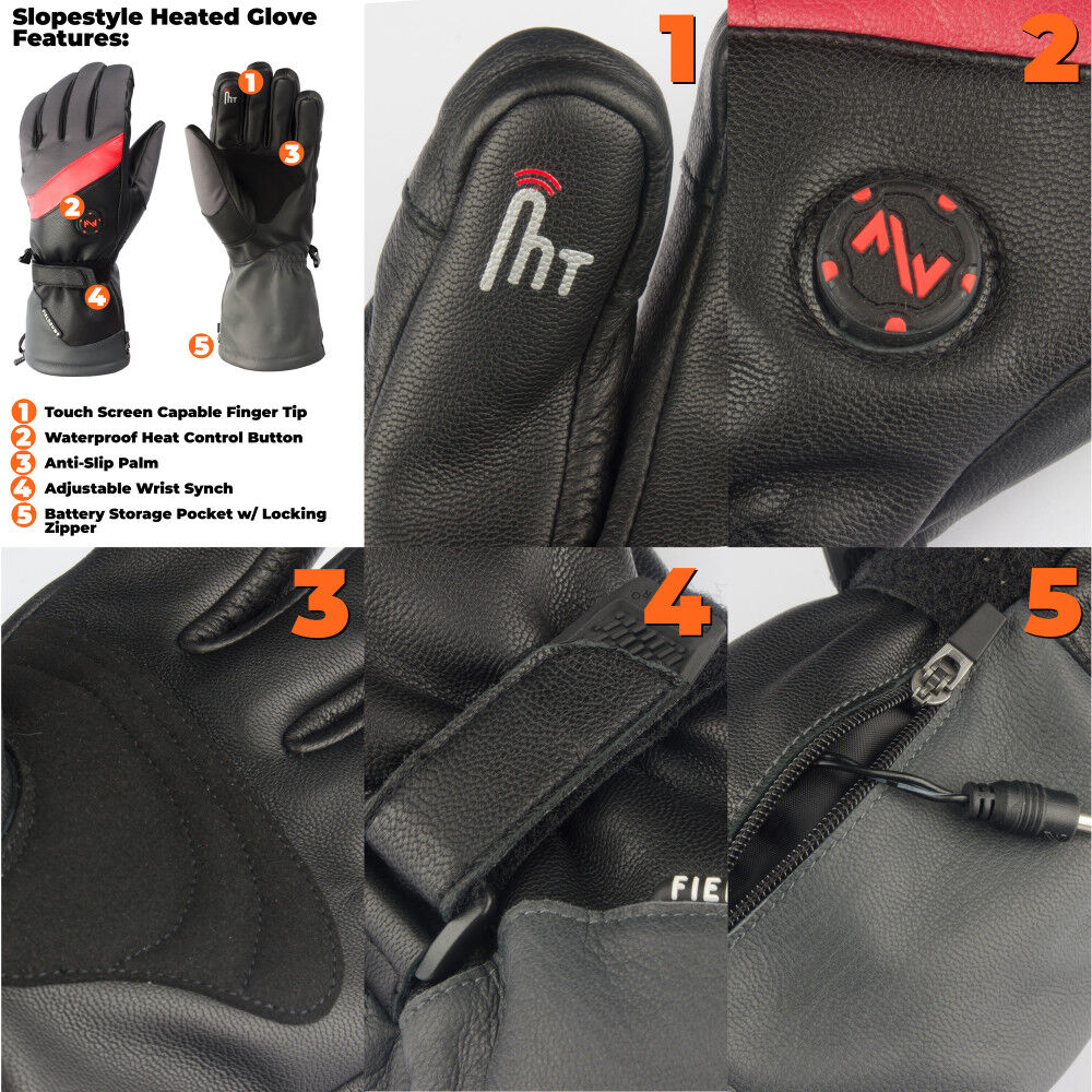 Warming Slope Style Heated Gloves Unisex 7.4 Volt Gray XS MWUG02240120