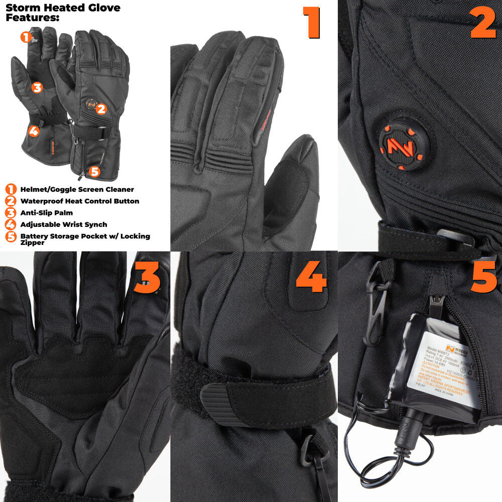 Warming Storm Heated Gloves Unisex 7.4 Volt Black 2X MWUG03010620