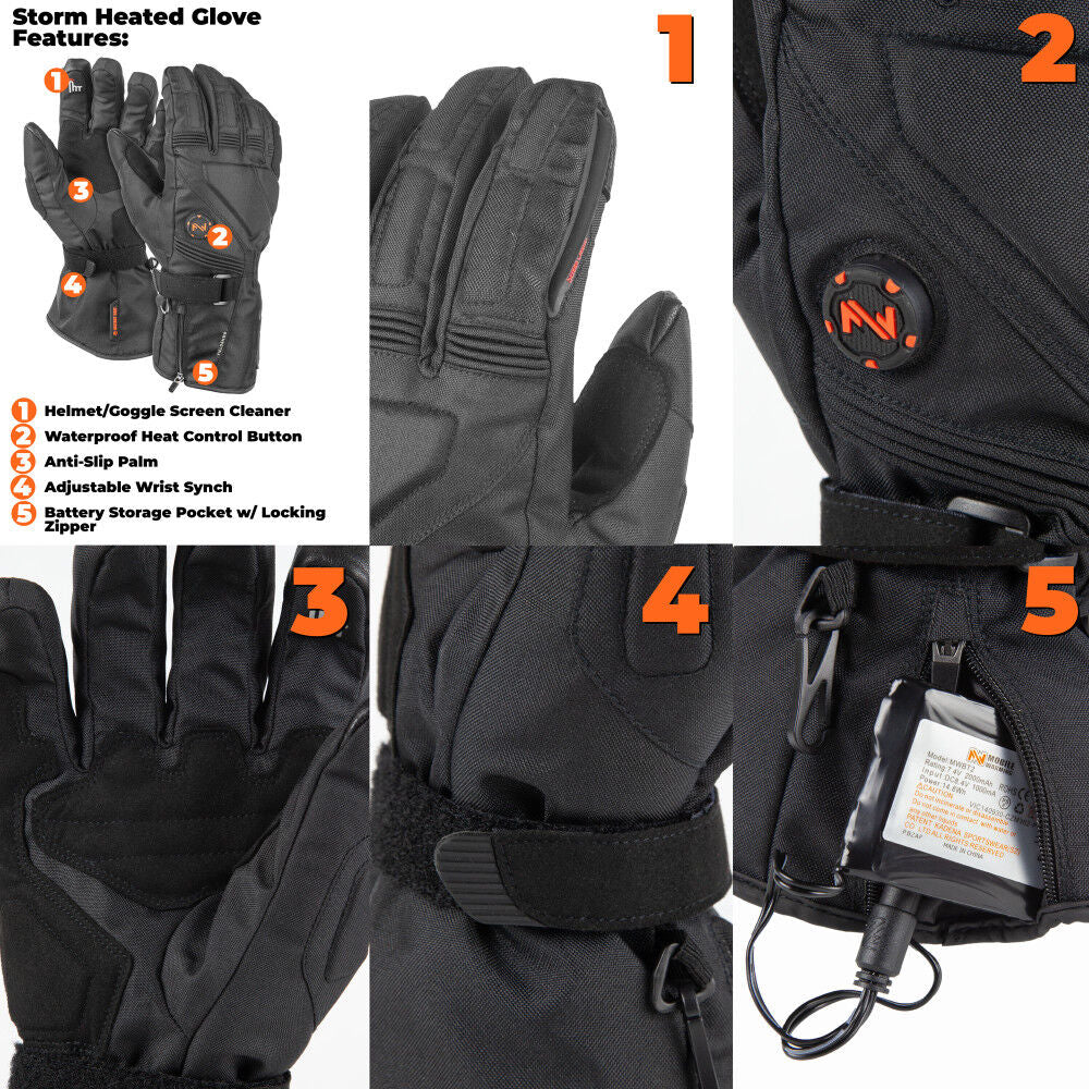 Storm Heated Gloves Unisex 7.4 Volt Black XL MWUG03010520