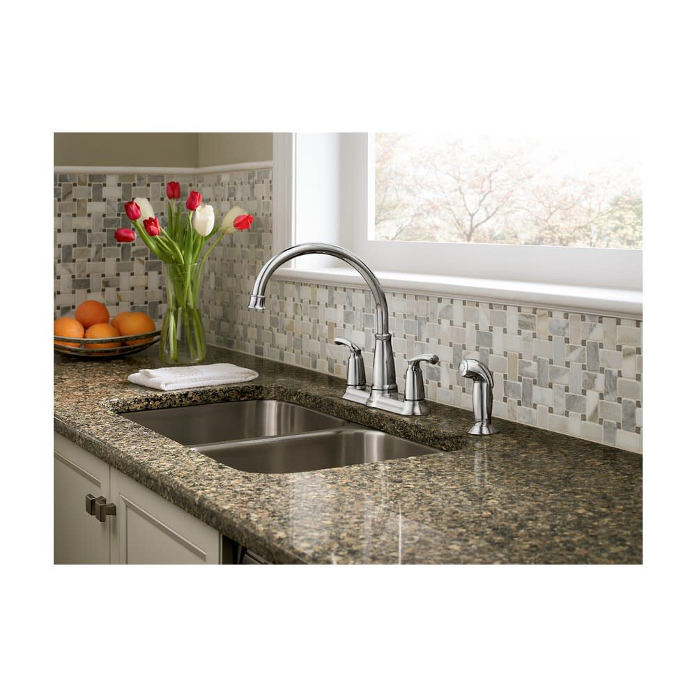 Bexley Kitchen Faucet with Side Spray Chrome 2 Handle High Arc 87403