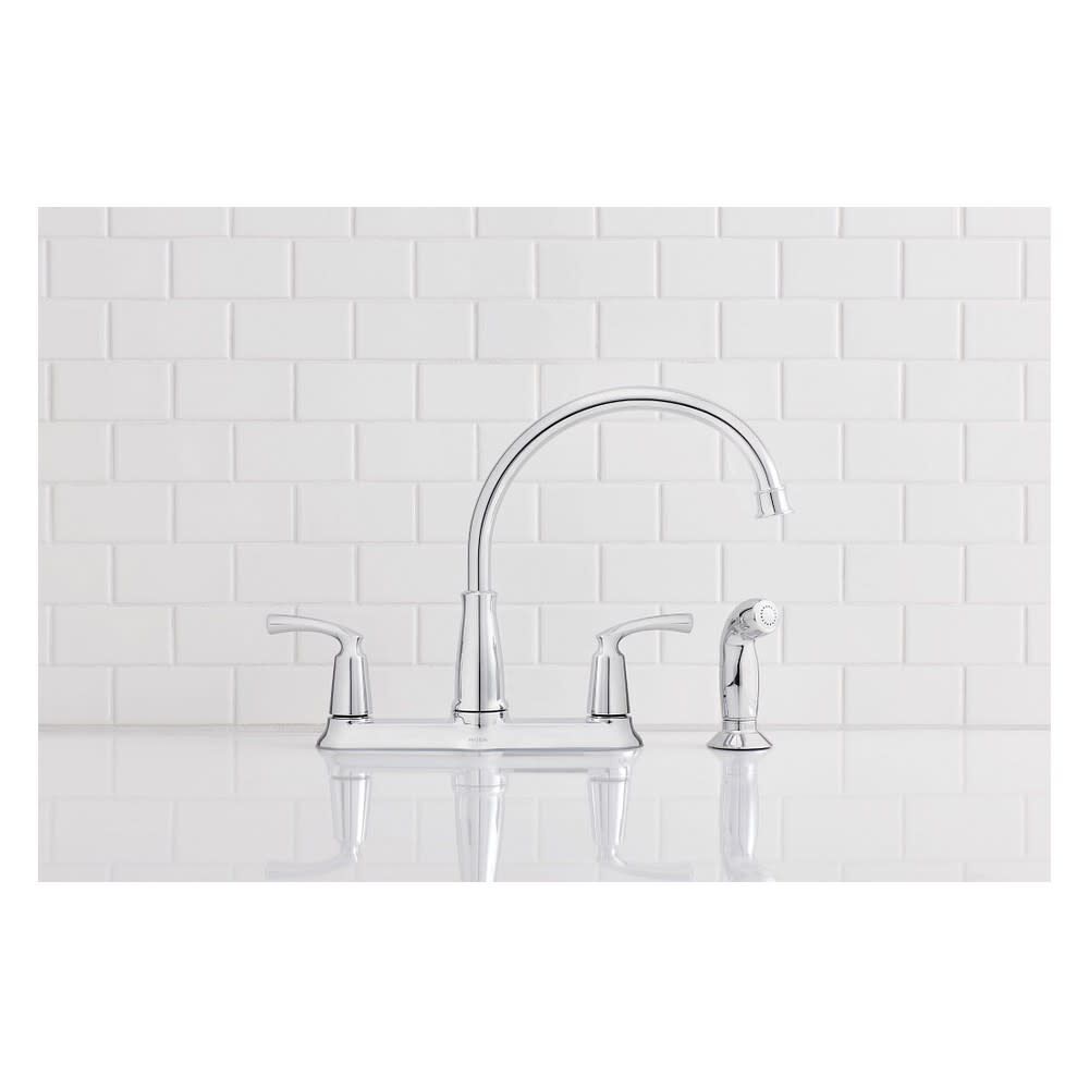 Bexley Kitchen Faucet with Side Spray Chrome 2 Handle High Arc 87403