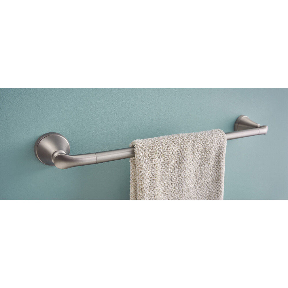 Tiffin Brushed Nickel 24in Towel Bar with Press & Mark Stamp MY4824BN