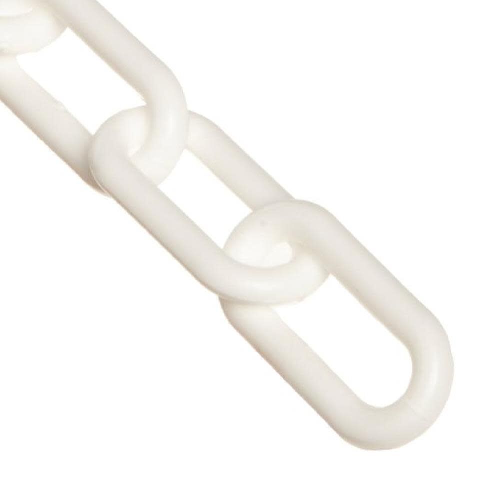 2 In. (#8 51mm) x 500 Ft. White Plastic Barrier Chain 50001-500