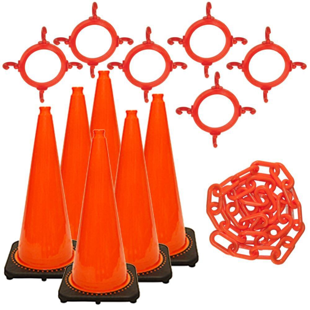 28in Orange Traffic Cone and Chain Kit 93213-6