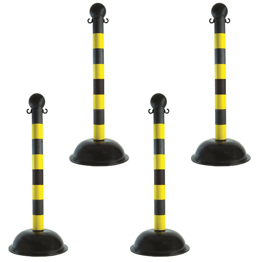 Black/Yellow Stripes Heavy Duty Stanchion (4-Pack) 99929-4